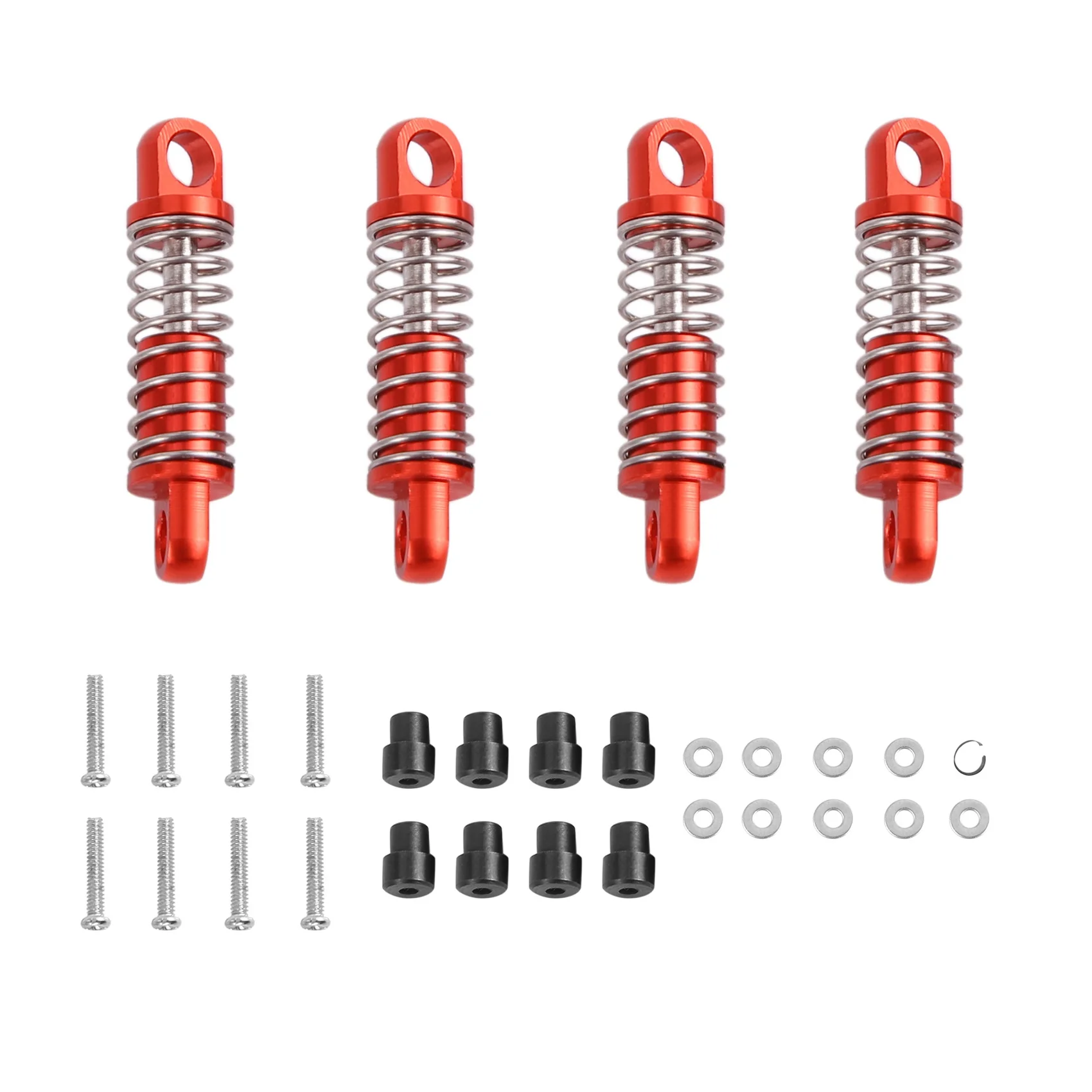 4Pcs Alloy Shock Absorber Damper Oil Filled Type for Rc Hobby Model Car 1/28 Wltoys K969 K989 P929 Drift Rally, Red