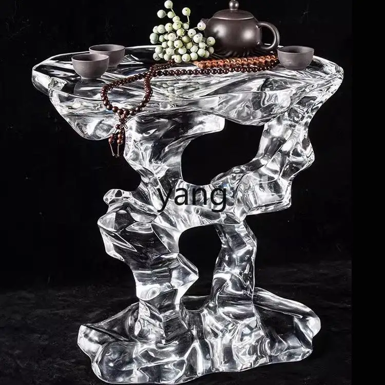 LH acrylic edge few Taihu stone platinum crystal transparent tea stool household tea table stool design corner few