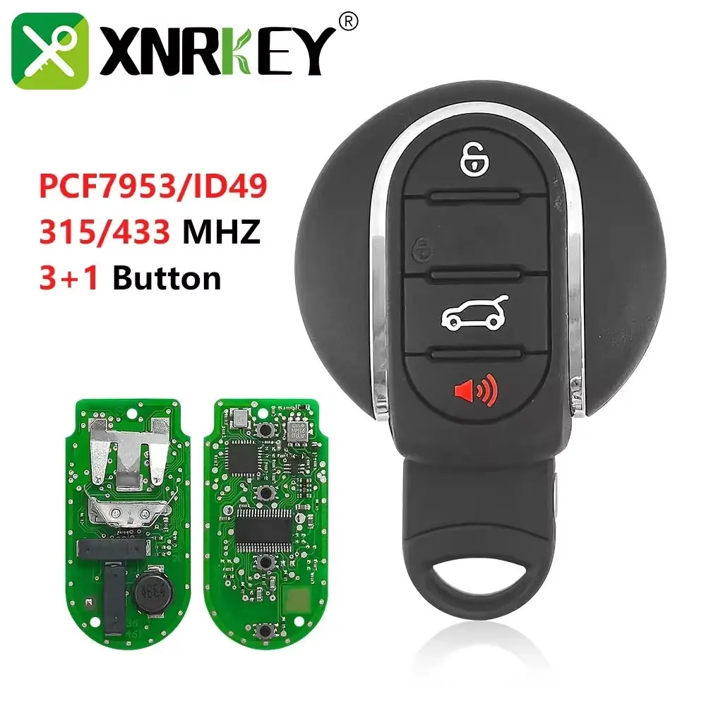 

XNRKEY For BMW 4 Button Car Remote Key PCF7953/ID49 Chip 315/433Mhz Mini Cooper Clubman F55 F56 2014-2018 Keyless Go NBGIDGNG1