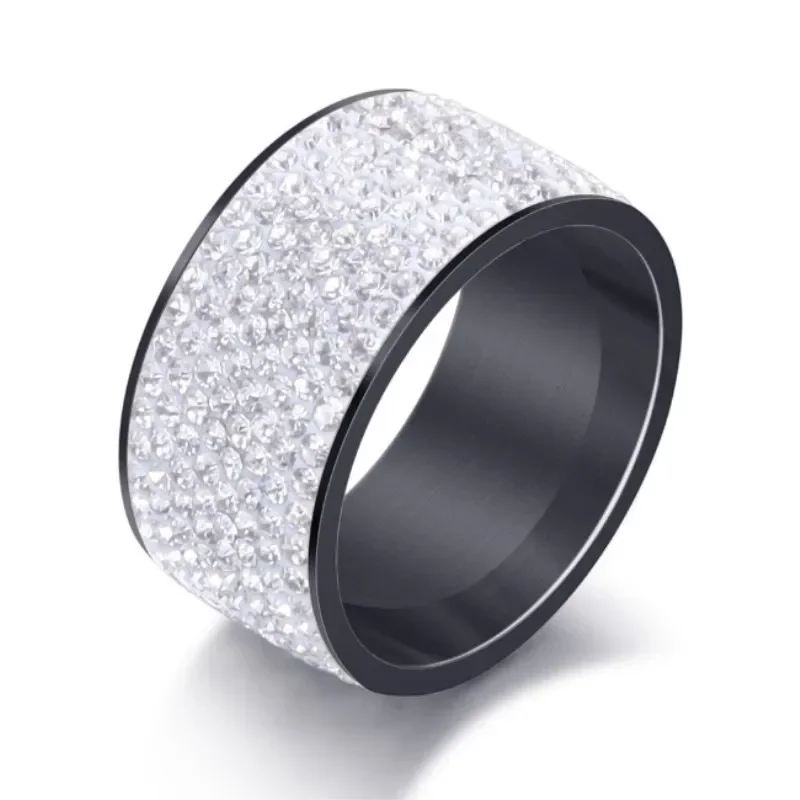 New Fine Jewelry wholesale Crystal from Austrian Classic stainless steel with 8 rows of zircon rings Fit Women and Men