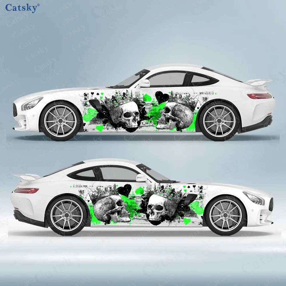 Corona cráneo rosa salpicaduras coche vinilo envolturas calcomanía autoadhesiva PVC pegatina adecuada para camiones SUV decoración Auto accesorios regalo