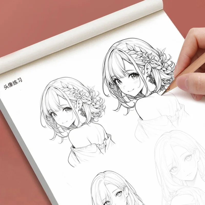 Livro de Traçado de Mangá, Livro de Prática de Cópia de Personagens de Anime, Livro de Autoaprendizagem para Iniciantes, Arte em Linha de Meninas Bonitas.