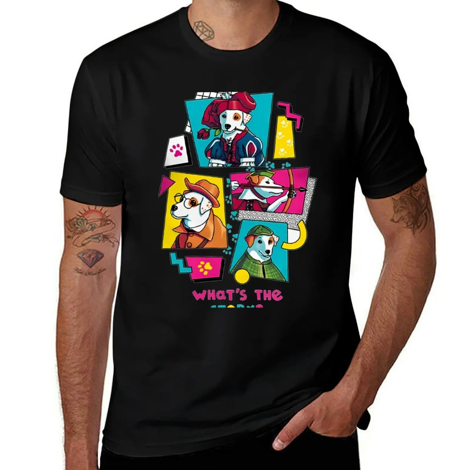 

What's the Story, Wishbone 90s Style, Nostalgia, Jack Russell Dog T-Shirt Tough Fabric Work Tee
