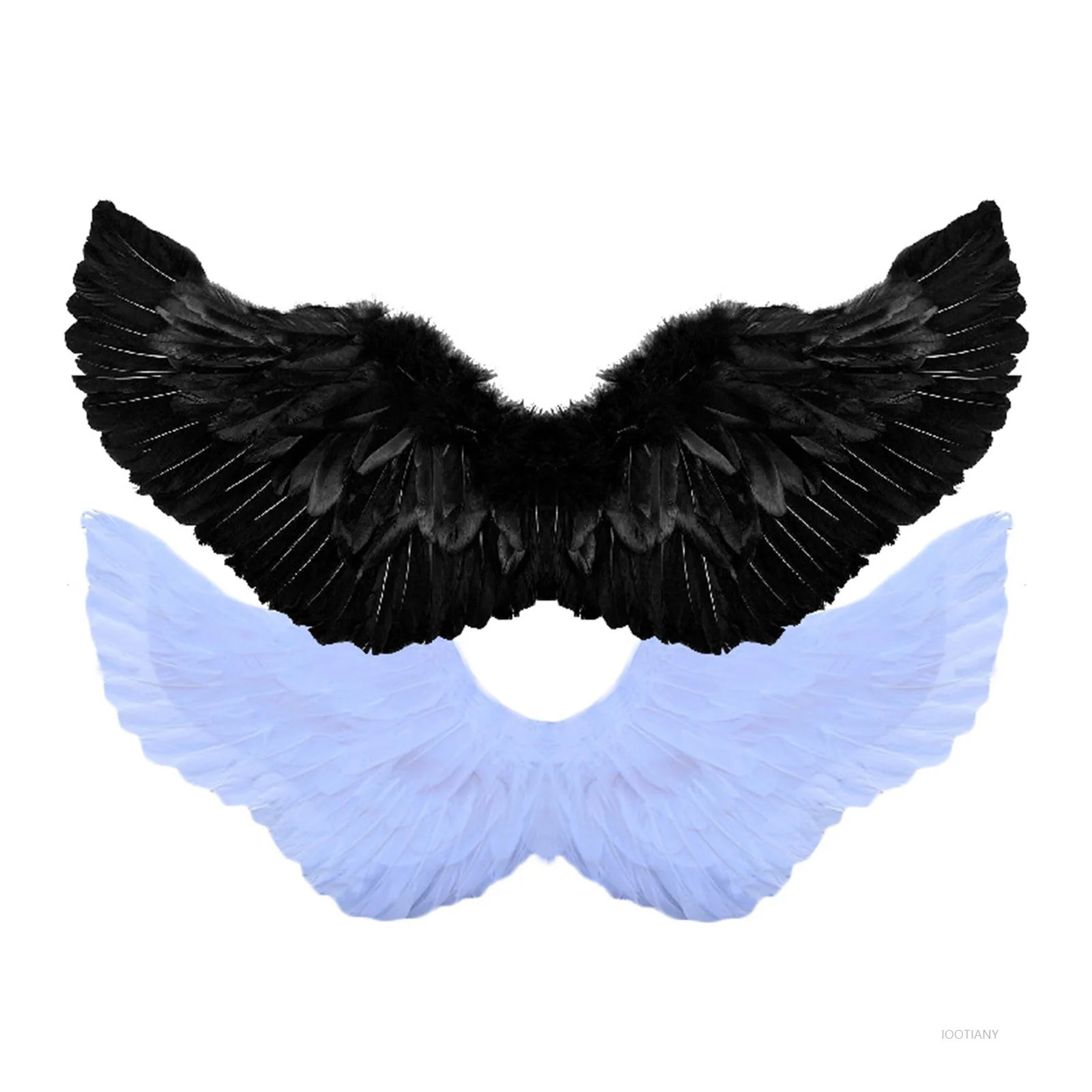 

Halloween Feather Wings Black And White Angel Wings Role Playing Decoration Carnival Party Accessories Flying Bird Props Gift