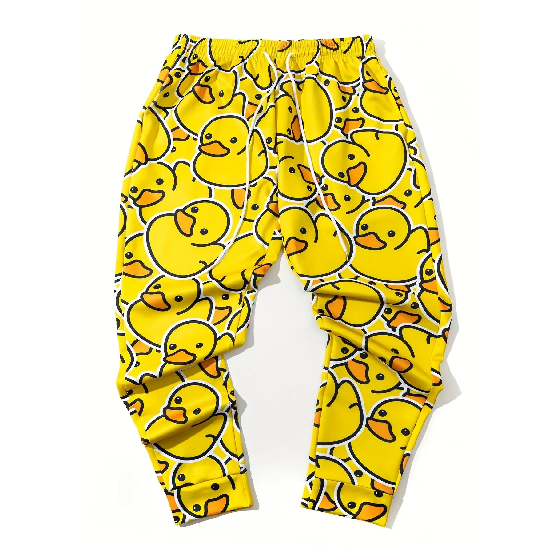 Men's 2025 Sweatpants,Yellow duck Graphic Polyester Joggers, Slim Fit Casual Lounge Pants with Pockets, Spring Autumn Streetwear