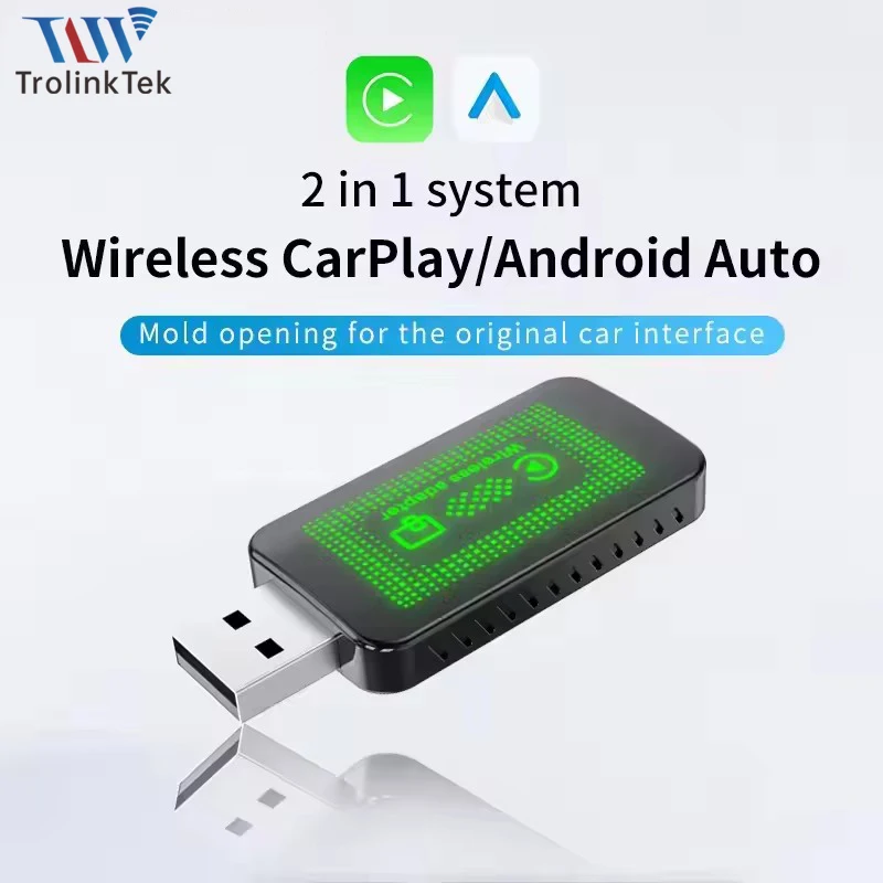 

Беспроводной адаптер CarPlay 2 в 1, Android Auto, беспроводной адаптер CarPlay Dongle Plug Play, быстрый разъем Mercedes Benz Audi Toyota и т. д.