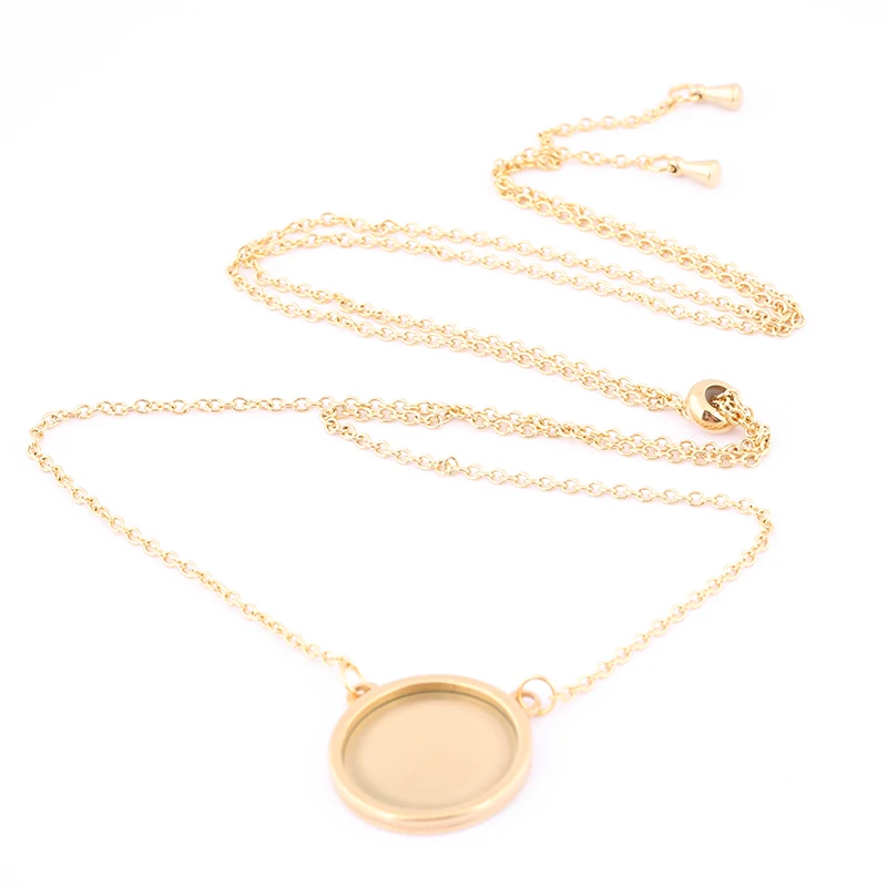 Onwear 5 sztuk ze stali nierdzewnej regulowany Choker naszyjnik wisiorek fasetowane wisiorki 16mm 18mm Cabochon baza ustawienie Blanks Diy Accessorie — zdjęcie 3