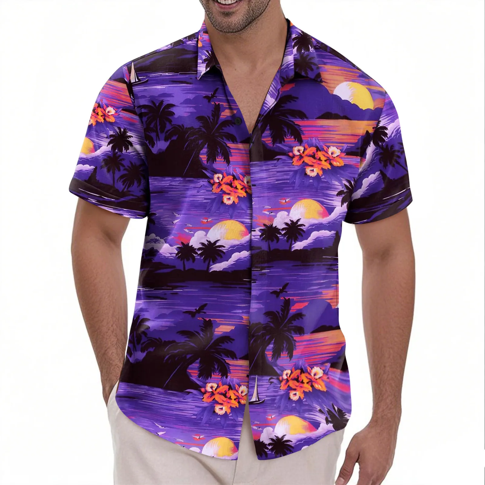 

Casual Shirts For Man Linen Shirt Short Sleeved Casual Shirt Button Up Shirt Men'S Beach Summer Wedding Shirt Men'S Clothing