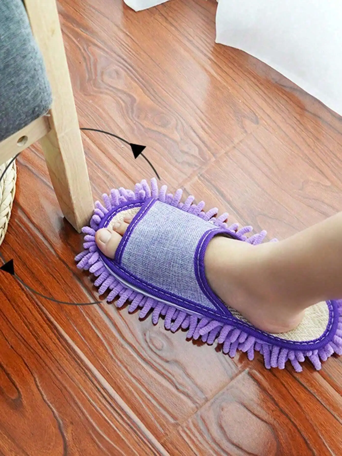 1pair Removable And Washable Linen Mop Slippers, Unisex Cleaning Slippers
