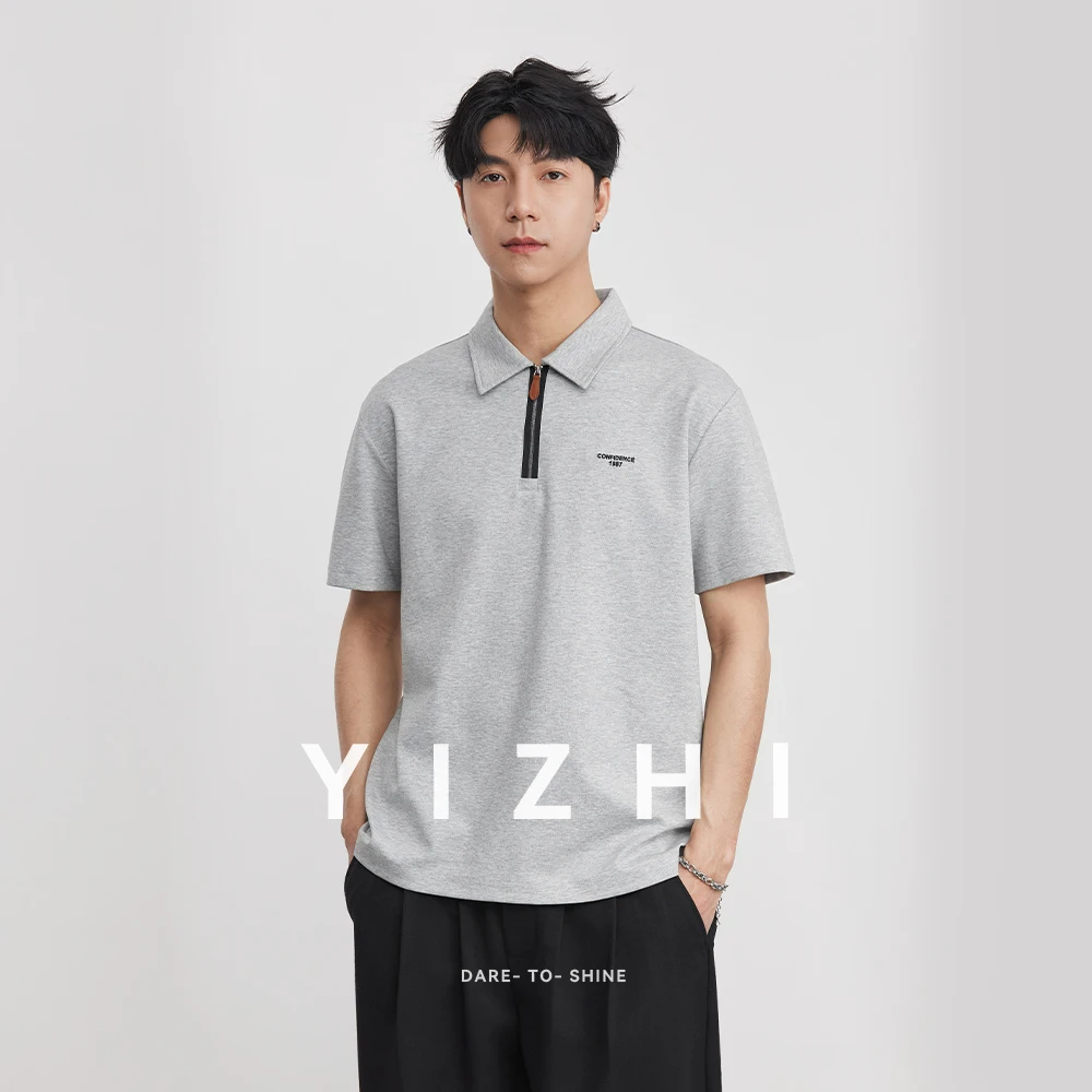 

Men's Half Placket Short Sleeve Polo Shirt 2026 Summer Loose Luxury Lapel Business Casual Knit T-Shirt