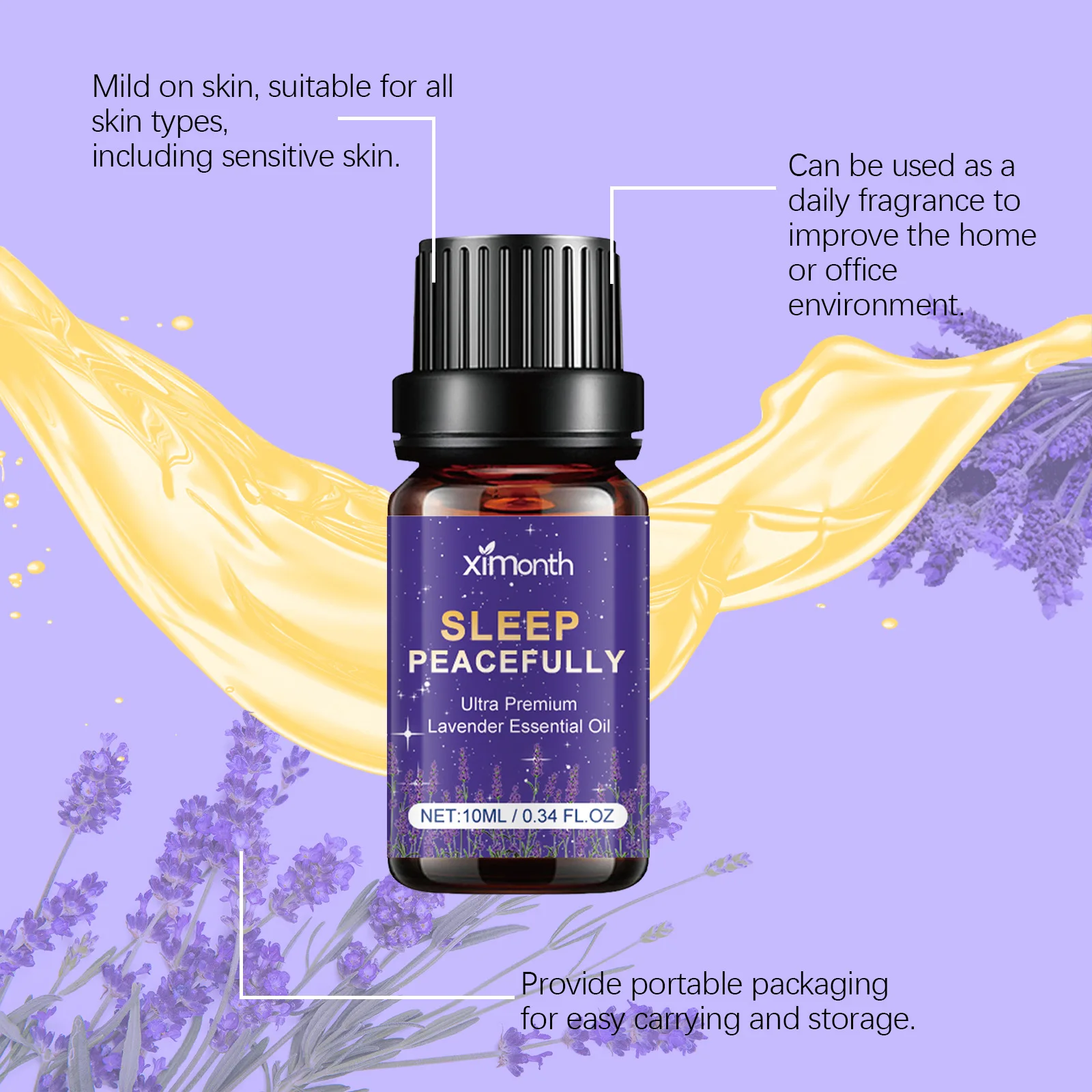 

Lavender Essential Oil Soothe Calm Tension Relieve Fatigue Improve Sleep Cycle Bedroom Office Relax Aromatherapy Sleep Aid Oil