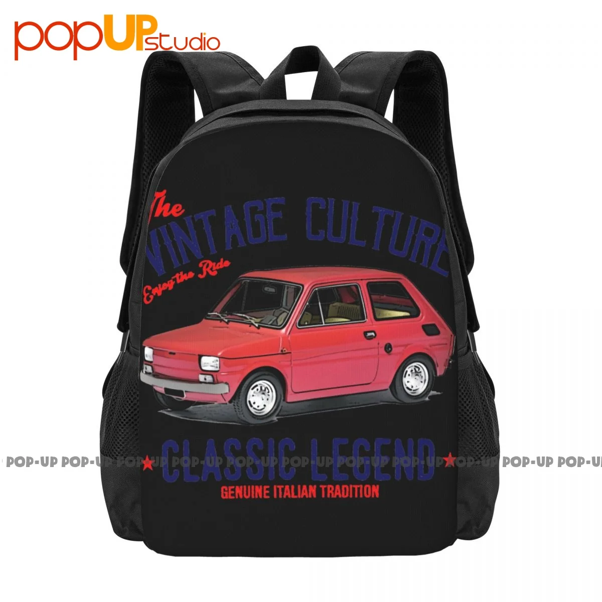 Italian Car Fiat 126 Prima Serie Backpack Large Capacity Hot Foldable Shopping Bag Riding Backpack