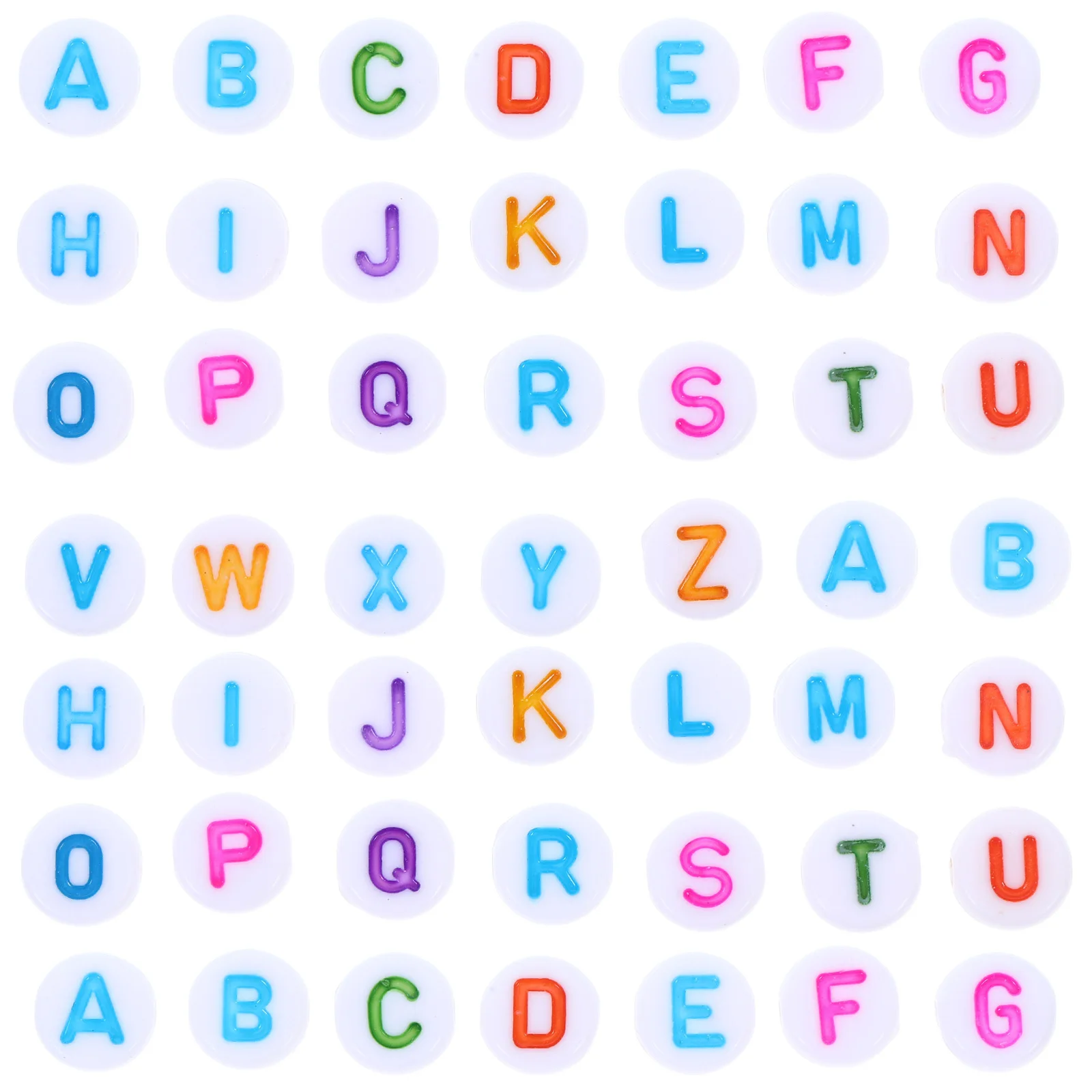 100 Stück Alphabet-Perlen, Acryl, bunter Buchstabe, 7 x 4 mm, runde Charms für DIY-Schmuckherstellung, Armbänder, Kinderhandwerk, pädagogische Perlen