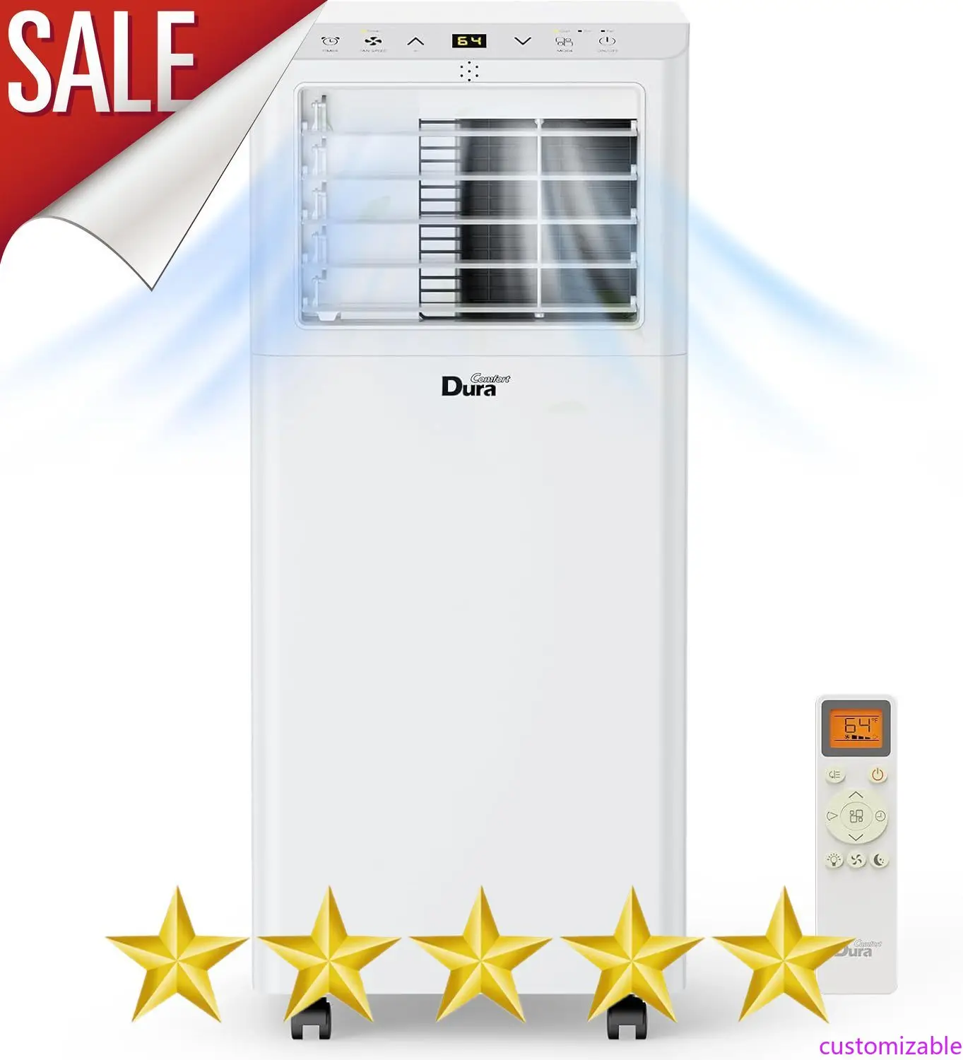 

Настраиваемые портативные кондиционеры, 8500 BTU (Ashrae) /5,100 BTU (SACC), охлаждение, осушитель воздуха, режим вентилятора, до 200