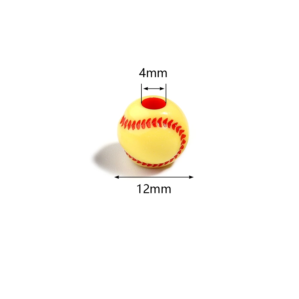 50pcs/lot Sports Ball Acrylic Beads Big Hole Loose Beads Basketball Tennis Baseball Rugby Beads For DIY Jewelry Making Bracelet
