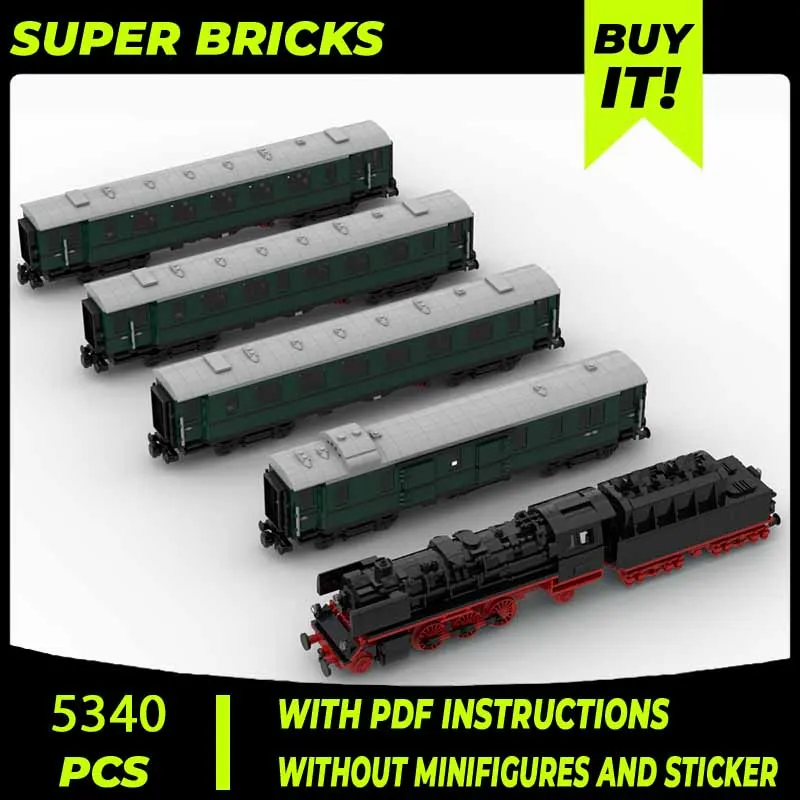 Historical City Train MOC Building Blocks Passengertrain Model DIY Assemble Bricks Transportation Creative Children Toys Gifts