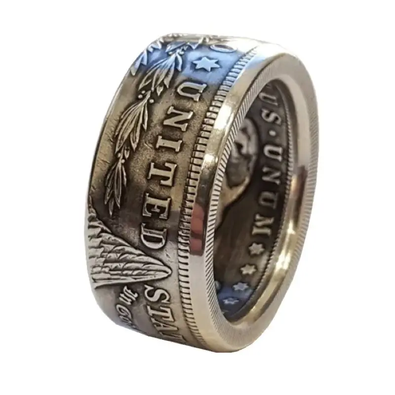 Morgan Dollar Coin Ring Handmade Women Men Vintage Punk Personality Coin Rings Fashion Jewelry