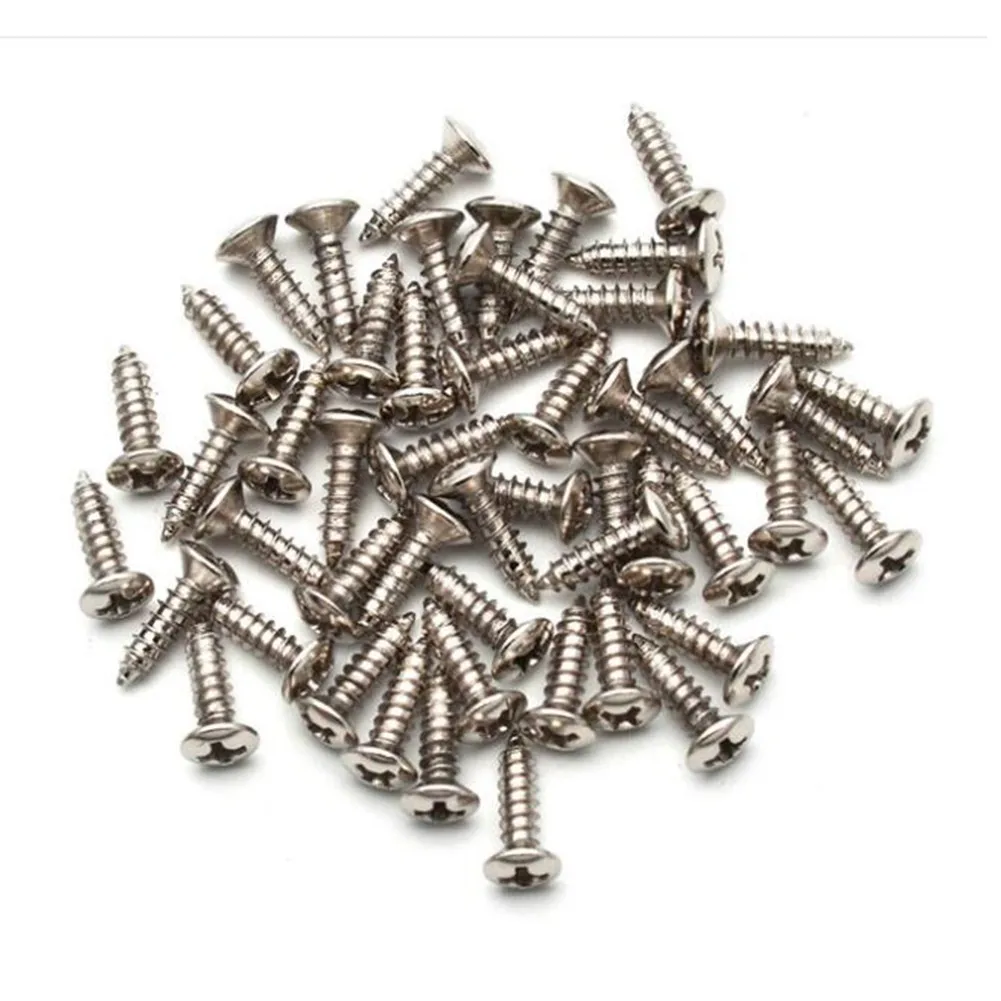 50PCS Guitar Pickguard Mounting Screws With Plastic Storage Box For ST Electric Guitar Bass Guard Plates 3*12mm Metal Screws