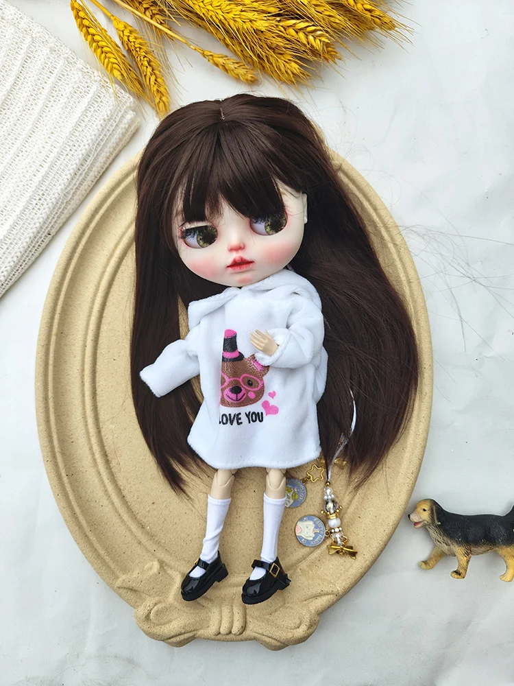 Blythe Pop Jurk Casual Sweatshirt Beer Set Schattige Blythe Pop Kleding Ob22 Ob24 Azone Blyth Pop Accessoires Jurk