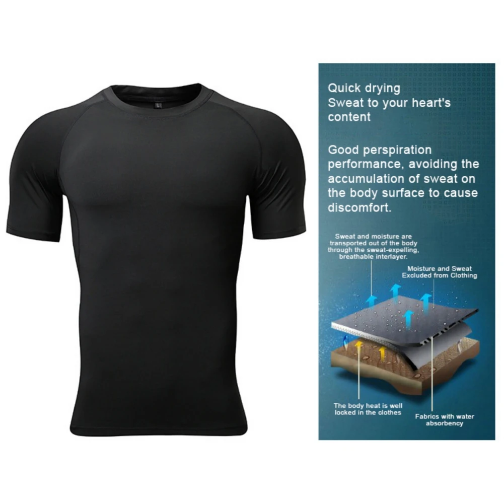 Men's Short Sleeve Athletic Tights Training Running Wear Tops Quick Drying Compression Wear T-Shirt Fitness Wear