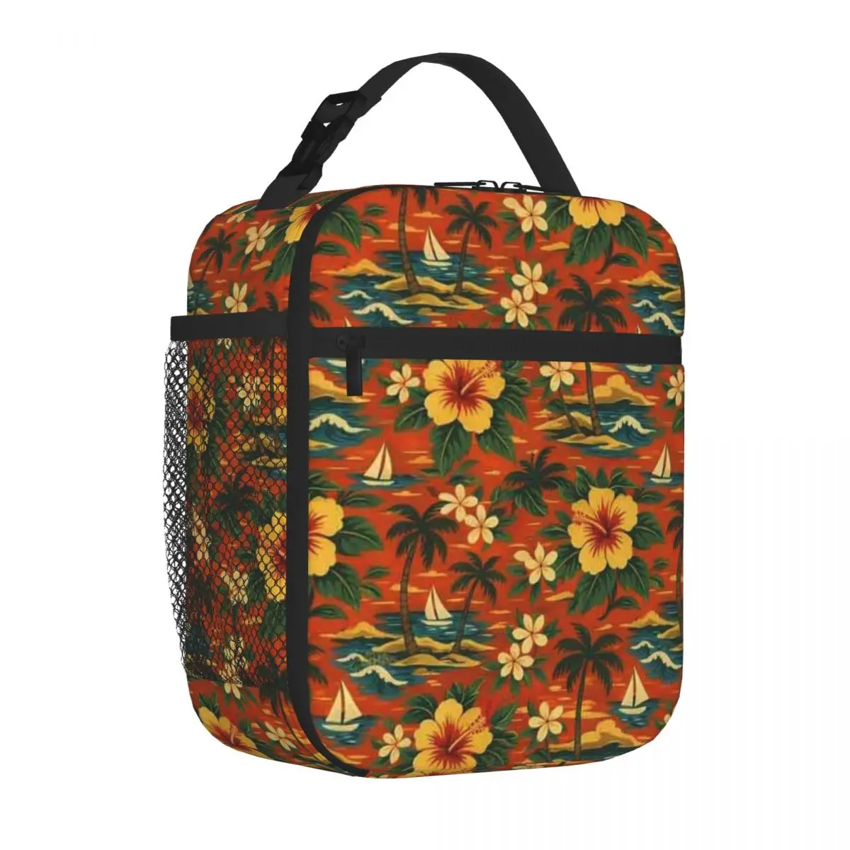 Bestselling Mid Century Vibrant Hawaiian Shirt Print Oxford Cloth Lunch Bag Nursing Shift Student Lunch Bag