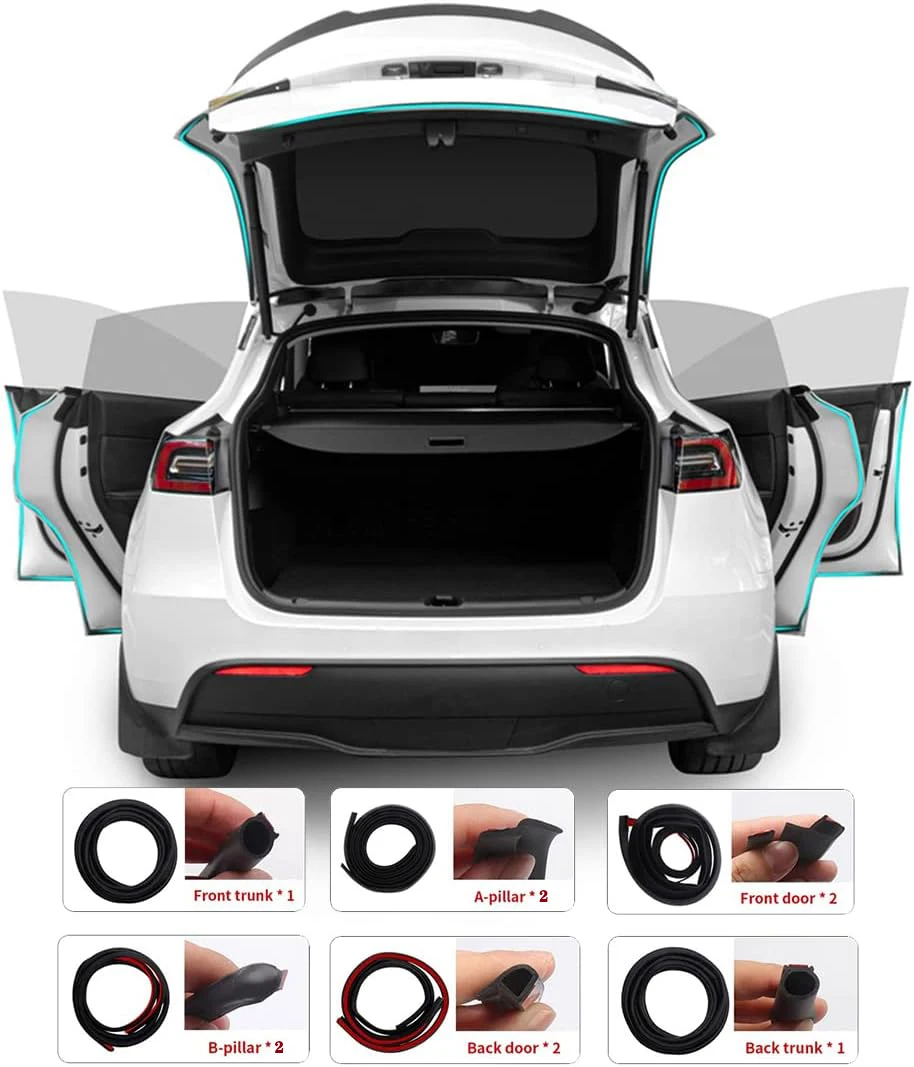 Door Seal Soundproof Kit Rubber Weather Strip Wind Noise Reduction Kit Trunk Cover For Tesla Model Y X S 3 Highland 2024-2017 view 5