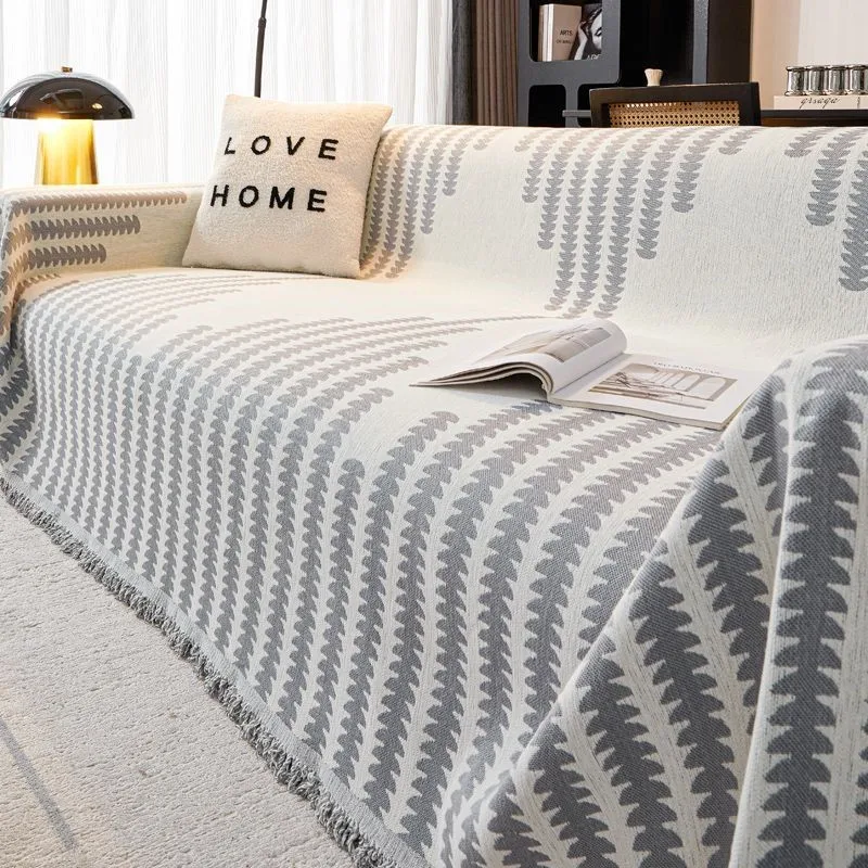 New Striped Jacquard Sofa Cover Cloth Simple And Non Slip All Season Sofa Cover Dustproof Household Universal Sofa Blanket ZG864