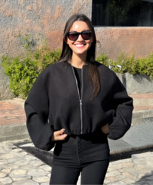 

Женская модная осенне-зимняя куртка, женская ретро-куртка с круглым вырезом и длинным рукавом, эластичный подол, молния, мягкая куртка-бомбер, женское пальто