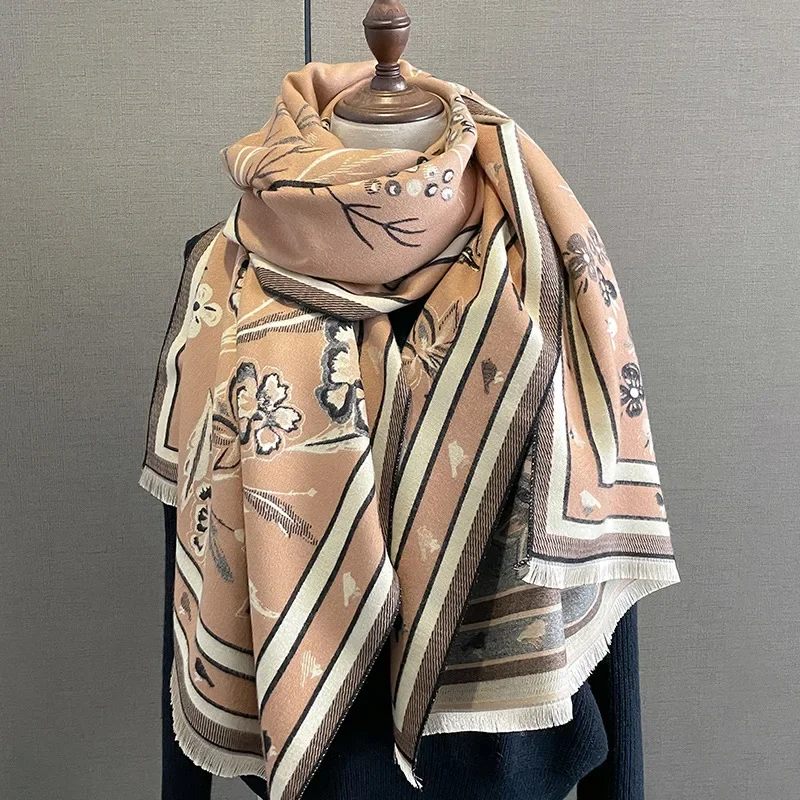 2024 Luxury Travel Poncho Warm Cashmere Scarf Women Thick Blanket Winter Bufanda Shawl Print New Wraps Pashmina Female Stoles