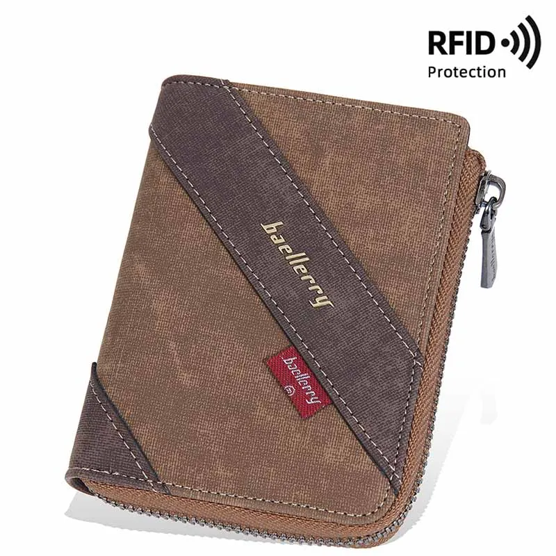 جديد رجال الأعمال محفظة تتفاعل متعددة فتحة سستة مكافحة سرقة فرشاة عملة المحفظة للرجل رقيقة الحد الأدنى محفظة جلدية حامل بطاقة الهوية