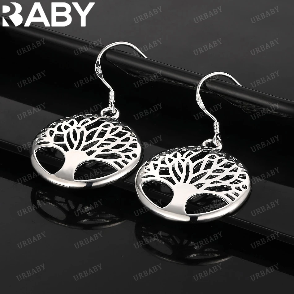 

URBABY 925 Sterling Silver Earrings Flat Hollow Tree Shape Drop Earrings For Women Jewelry Fashion Party and Daily Wear