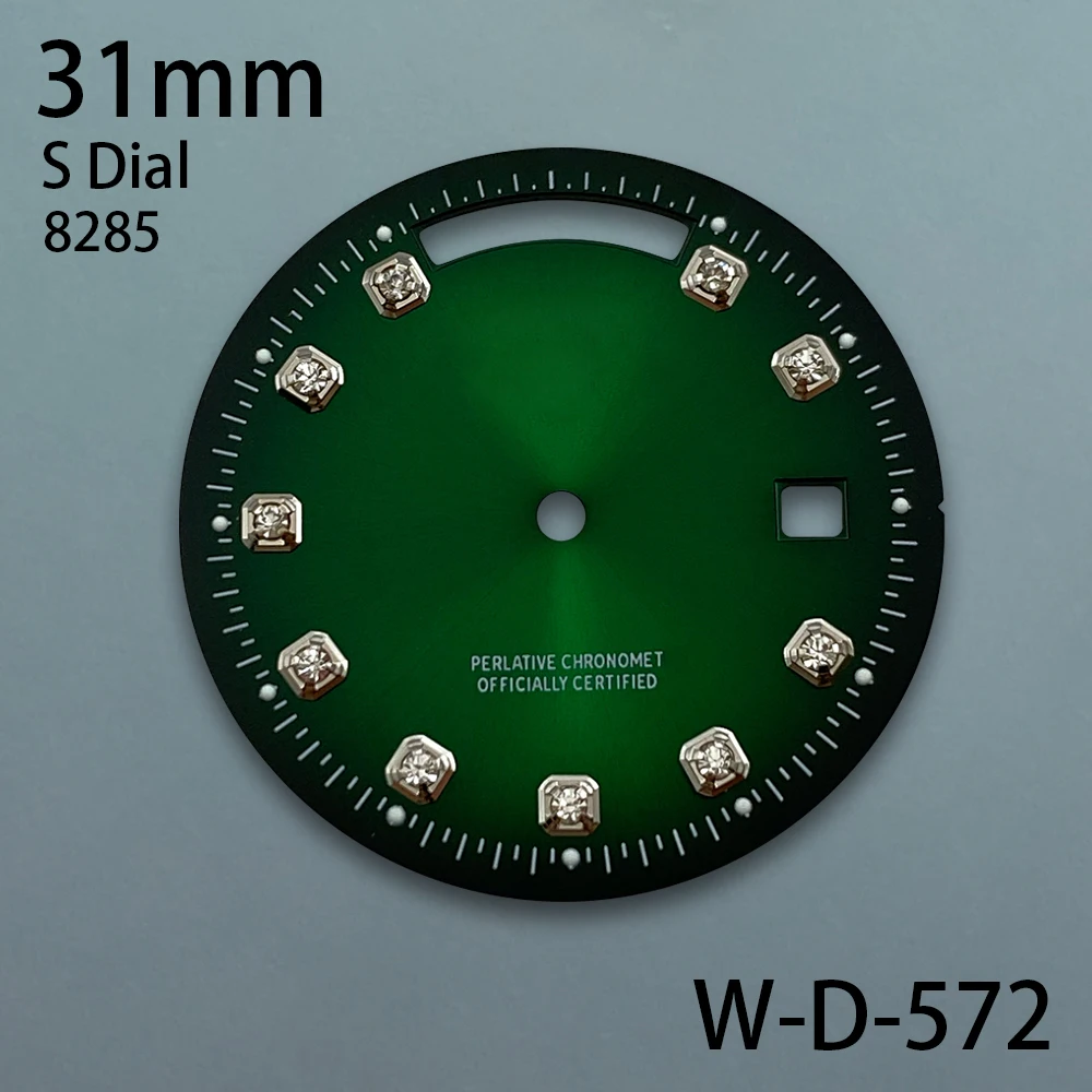 31mm S Dial Day And Date Diamond Sunray Dial Suitable For 8285 Movement High Quality Watch Modification Accessories