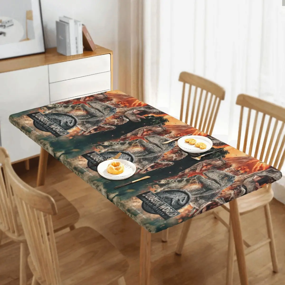 Jurassic World DinosaurFallen Kingdom 2018 Custom Rectangular Tablecloth Oilproof Table Cover for Festival Party Table Cloth
