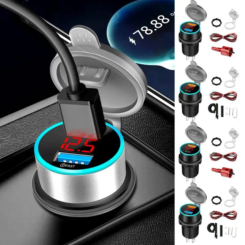 

Motorcycle USB Phone Charge USB 3.0 Fastt Charging Motorcycle Charger Socket Power Adapter With LED Display Car Boats Motorcycle