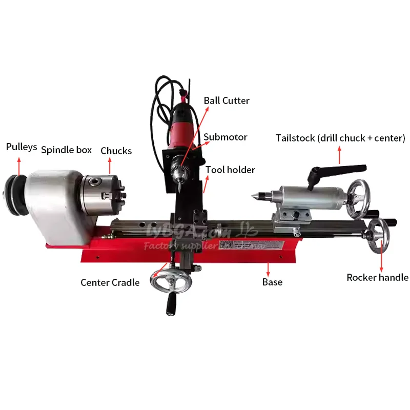LY Lathe Mini DIY Micro Tabletop Small Home Buddhist Bead Lathe for Bodhi Wood 400W, 65/80mm Chuck Four Jaws for Copper Aluminum