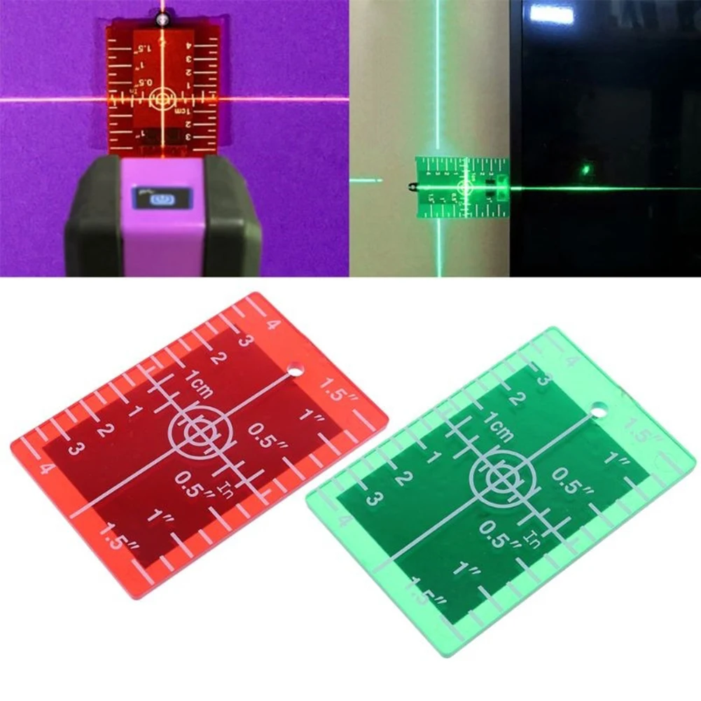 1/2pcs 10cmx7.5cm Laser Level Target Card Red/Green Line Beam Plate Leveling Board Tool Magnetic/Hanging-On Wall & Floor