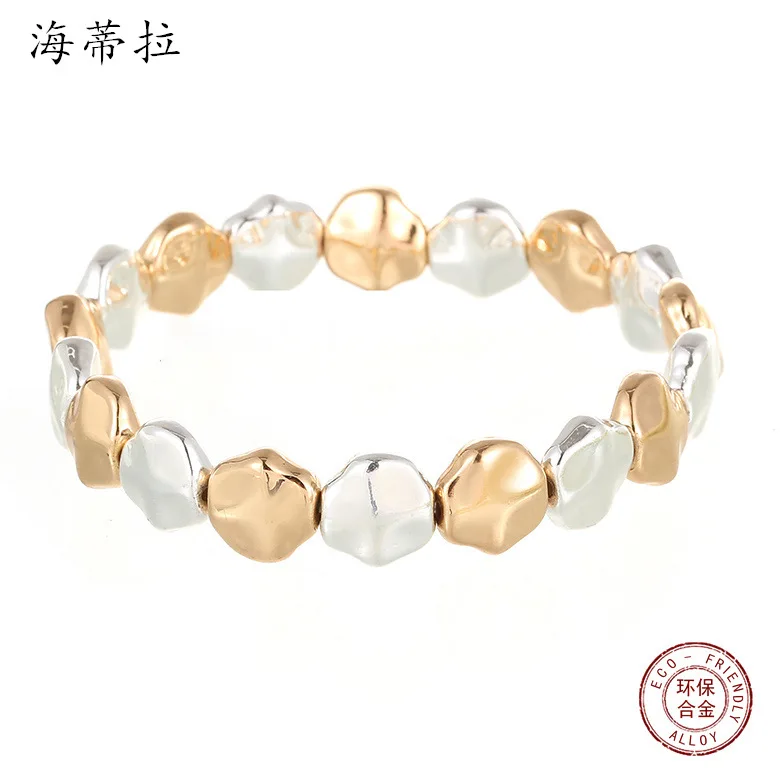Hot-selling imitation baroque special-shaped environmentally friendly alloy beaded bracelet, irregular beaded color matching wom