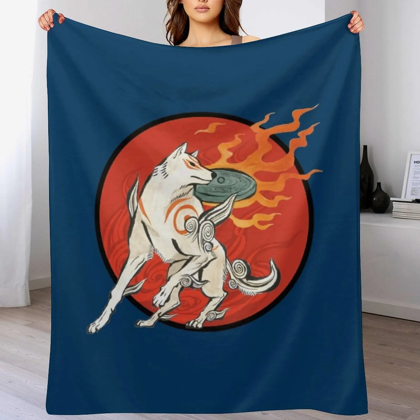

Okami Amaterasu Sun Throw Blanket Easy Care Comfortable Blanket for Couch
