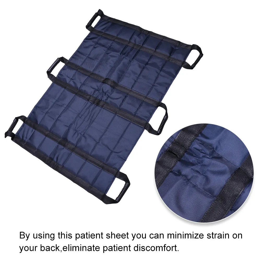 Oxford portátil almofada de transferência de paciente grande dobrável folha de cama de posicionamento com 6 alças macio idosos elevador estilingue transporte