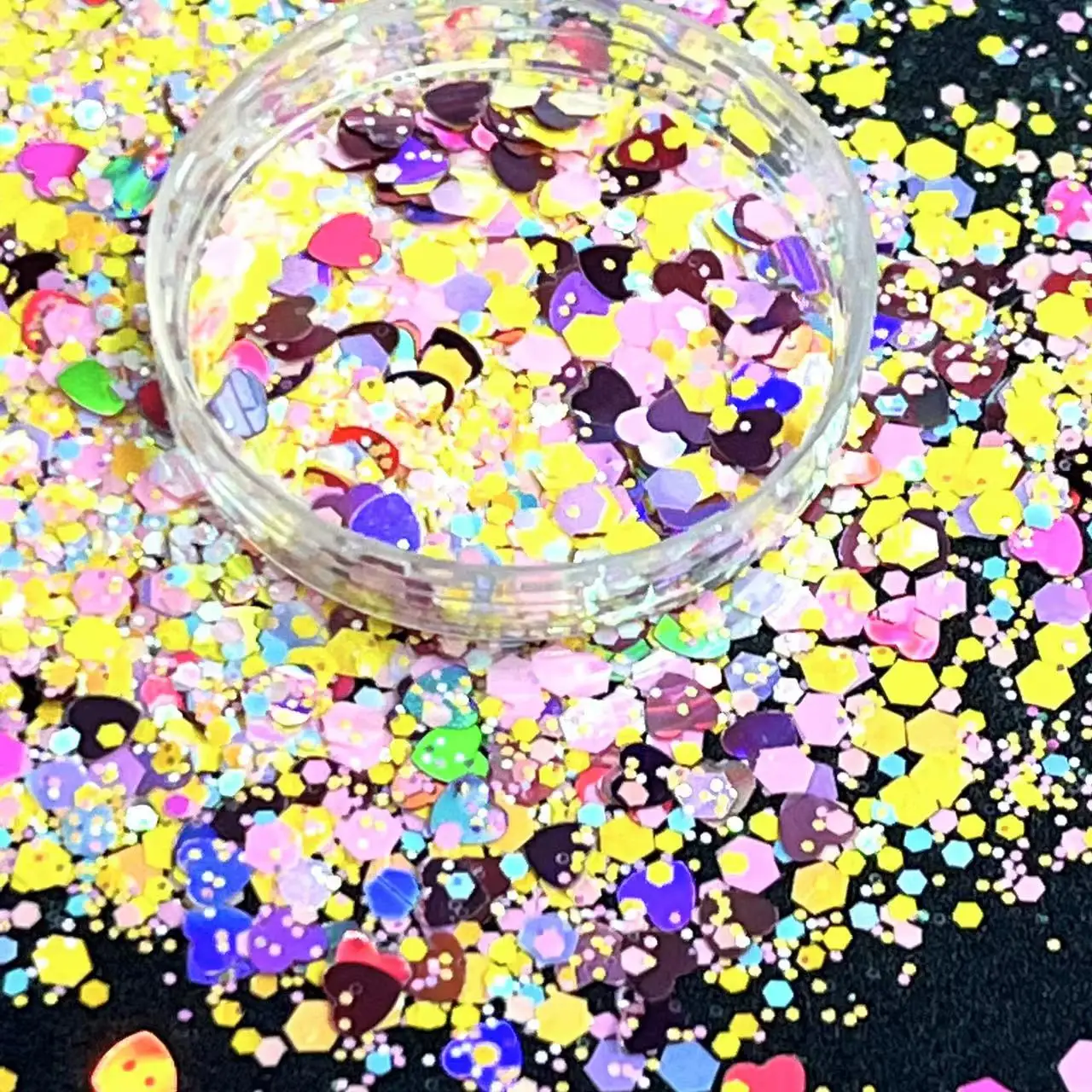 

50g Candy Yellow Glitter Mixed Craft Snow Flake Holographic Powder Heart Shape Nail Sequin Polish Manicure DIY Epoxy Resin