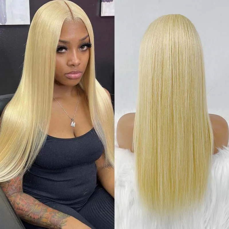 

32Inch Blonde Pre Plucked Glueless Brazilian Human Hair Lace Frontal Wig 613 Bundles Lace Front Straight Wigs13x4 Human Hair Wig