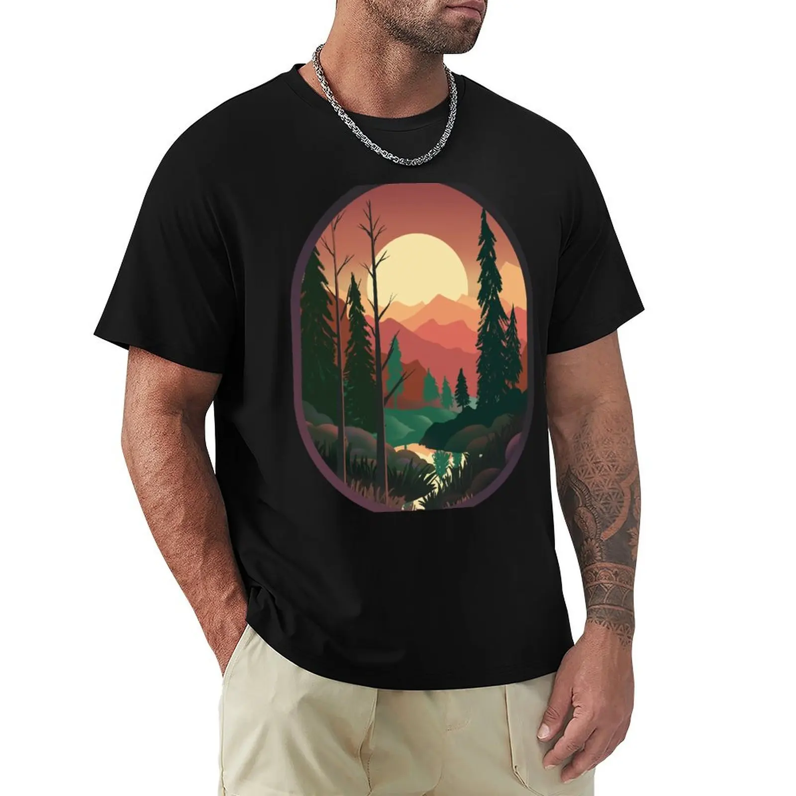 Mountain Range Sunset T-Shirt Construction Work Tee Shirt