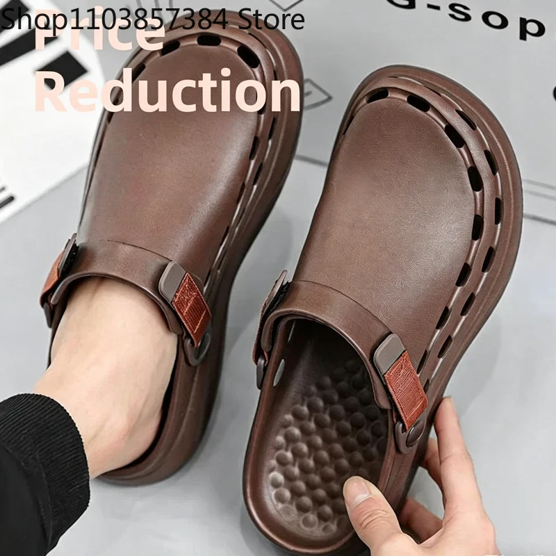 Quick-Dry EVA Solid Color Mens Sandals Fashion Trendy Lightweight Outdoor Travel Essentials Beach Shoes Casual Men’s Slippers
