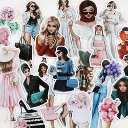21PCS Fashion girl Stickers Crafts And Scrapbooking stickers book Student label Decorative sticker DIY Stationery