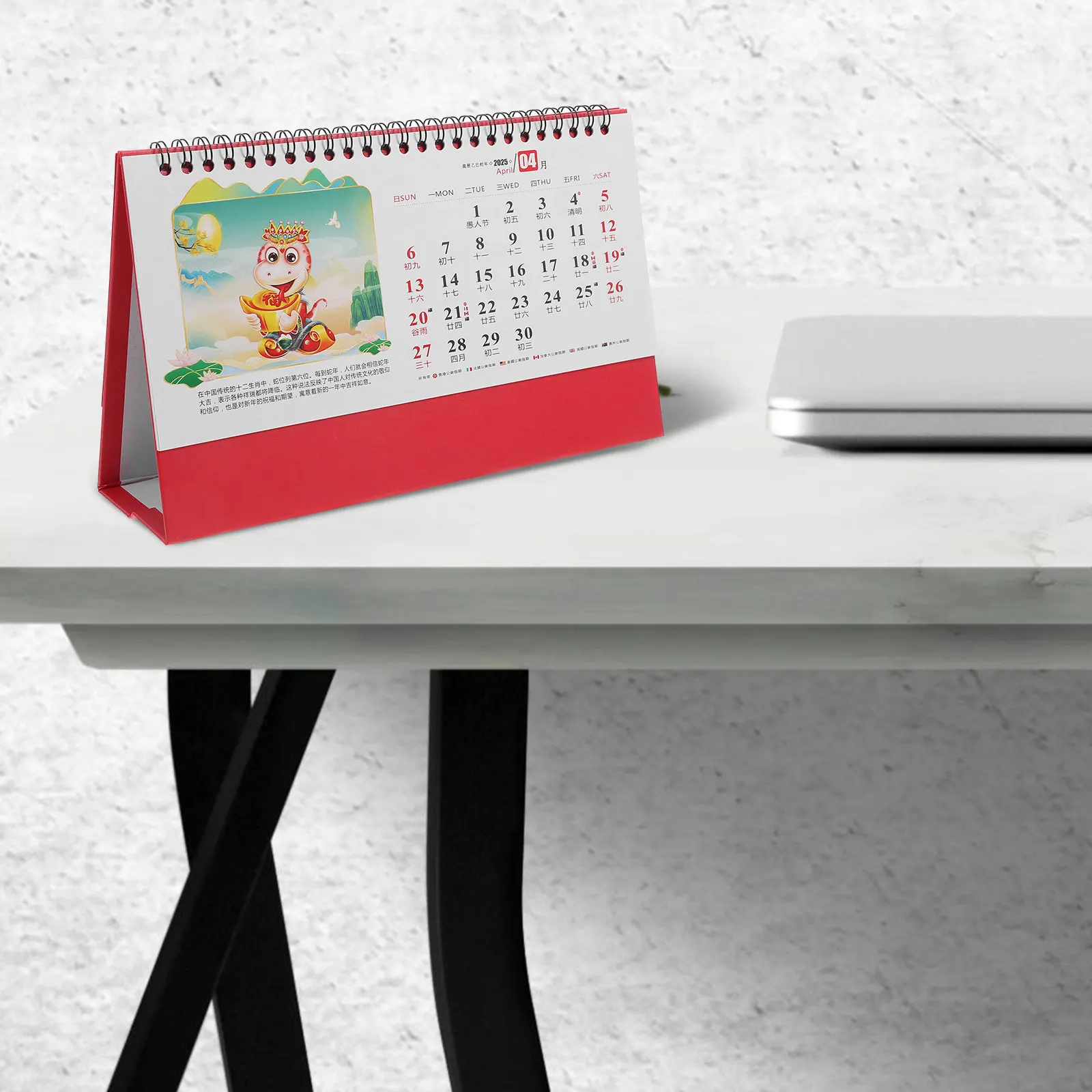 

Chinese Themed Flip Calendar 2025 Desk Planner Cultural Touch Easy Flipping Office School Use 2025 Calendar Office Accessory