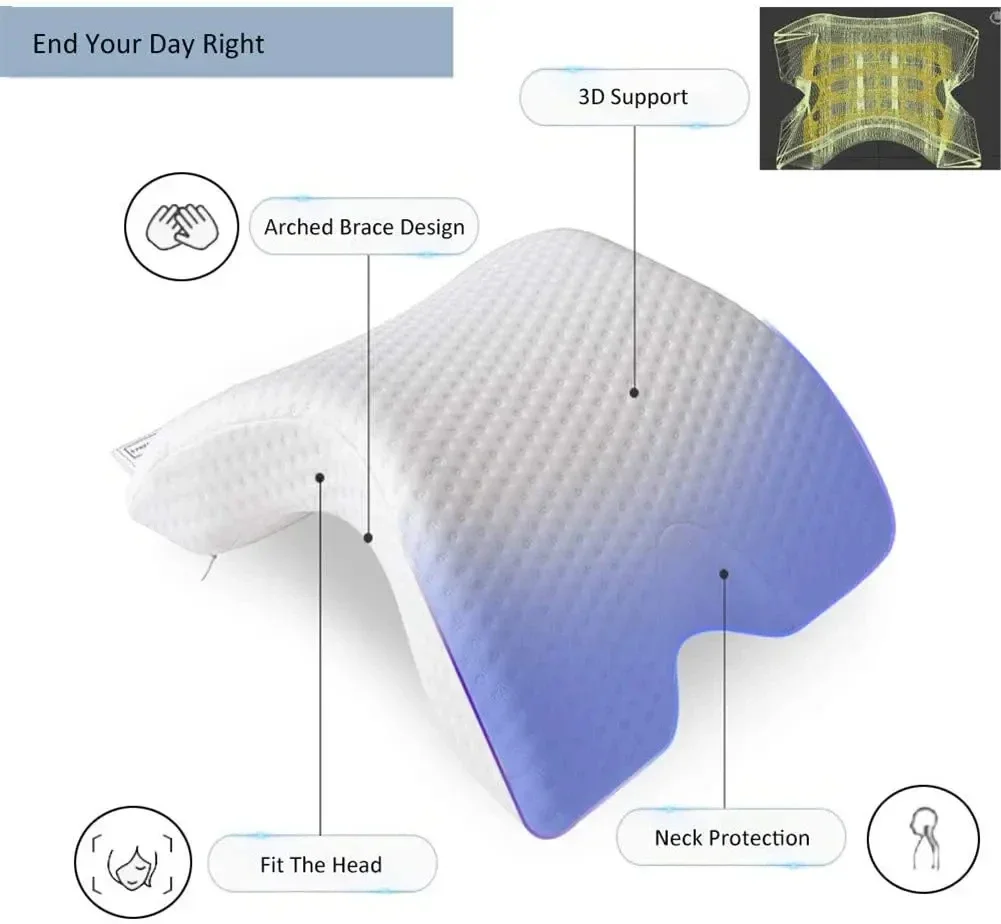 U-Shaped Curved Orthopedic Foam Hand Pillow Head Guard Cervical Spine Pillow Core Memory Cotton Pillow Clamping Leg Design