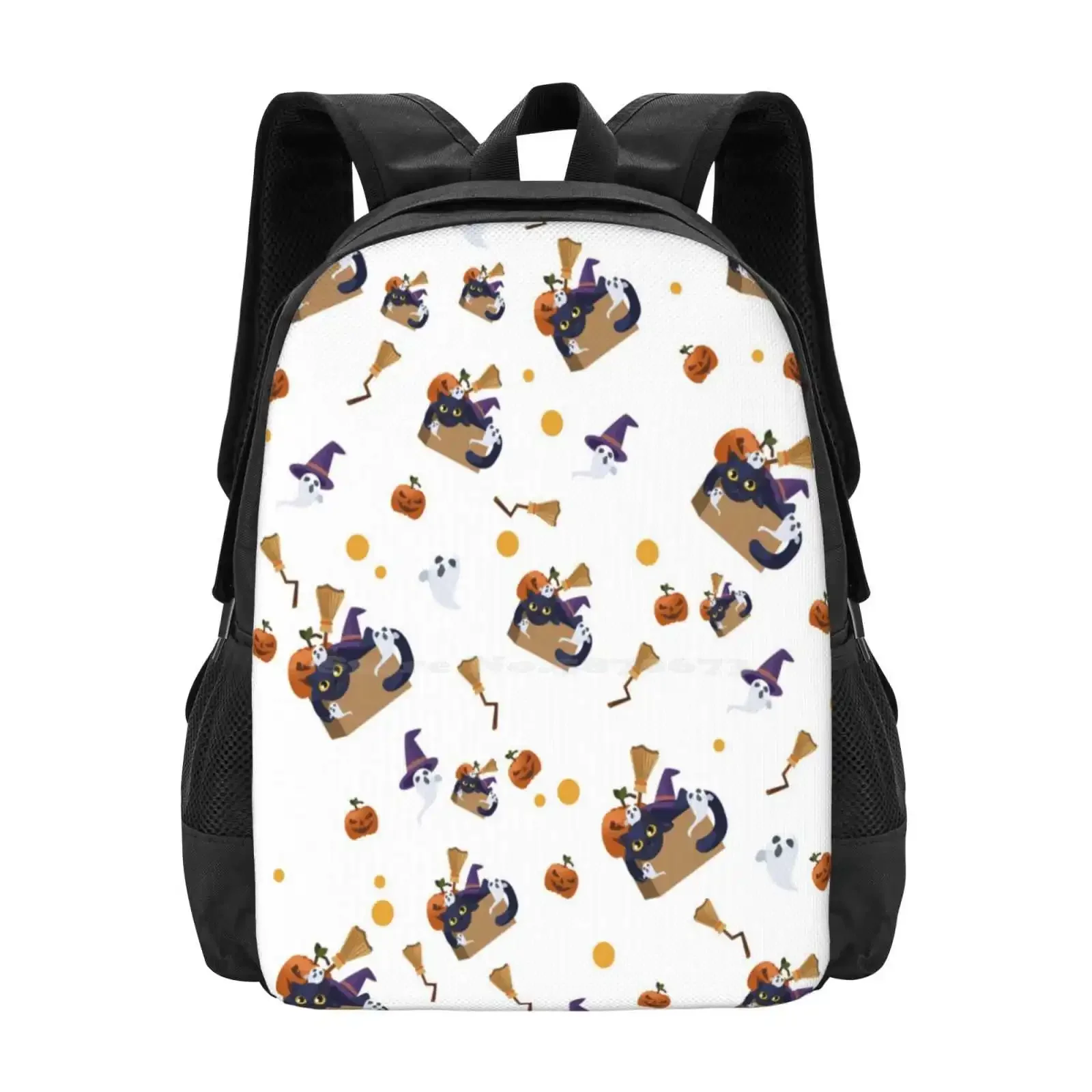 

Halloween Patterns School Bag Big Capacity Backpack Laptop Halloween Spooky Pumpkin Ghost Witch Cute Trick Or Treat Autumn Fall
