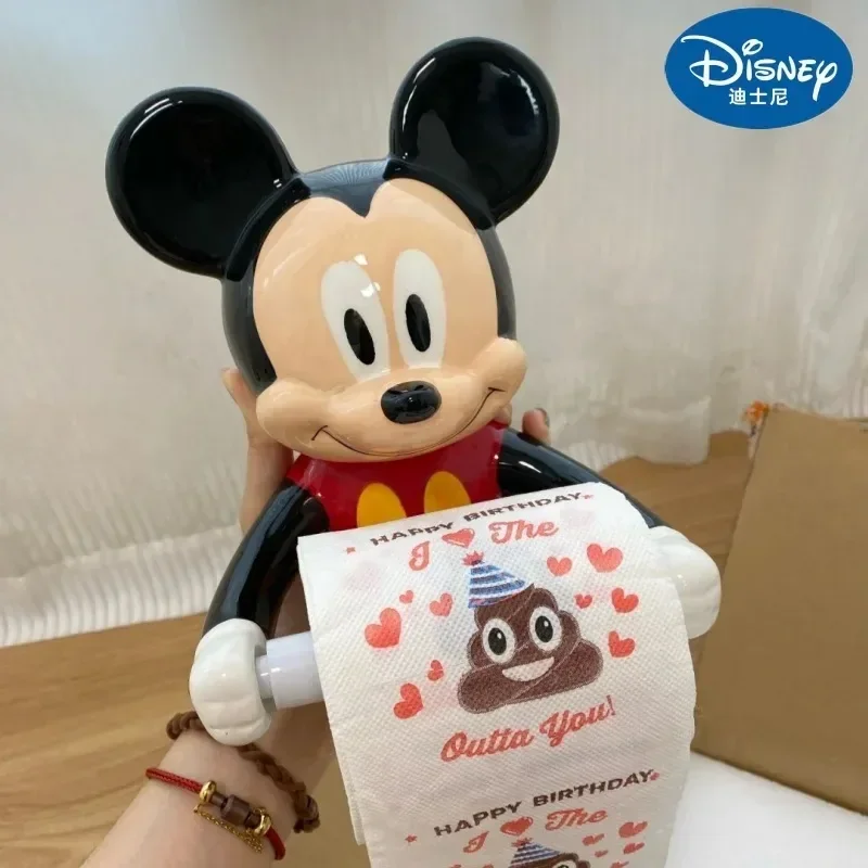 New Disney Mickey Mouse Creative Toilet Shelf Cute Cartoon Perforation-Free Toilet Paper Wall-Mounted Paper Roller Ceramic Gift