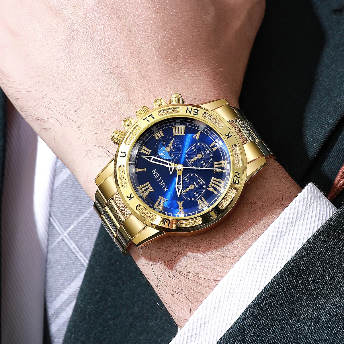 นาฬิกาข้อมือผู้ชายแบบสุ่ม 1 ชิ้น กล่องสุ่มสุดหรู หน้าปัดใหญ่ นาฬิกาควอตซ์แฟชั่นสำหรับผู้ชาย นาฬิกาธุรกิจ Reloj Hombre