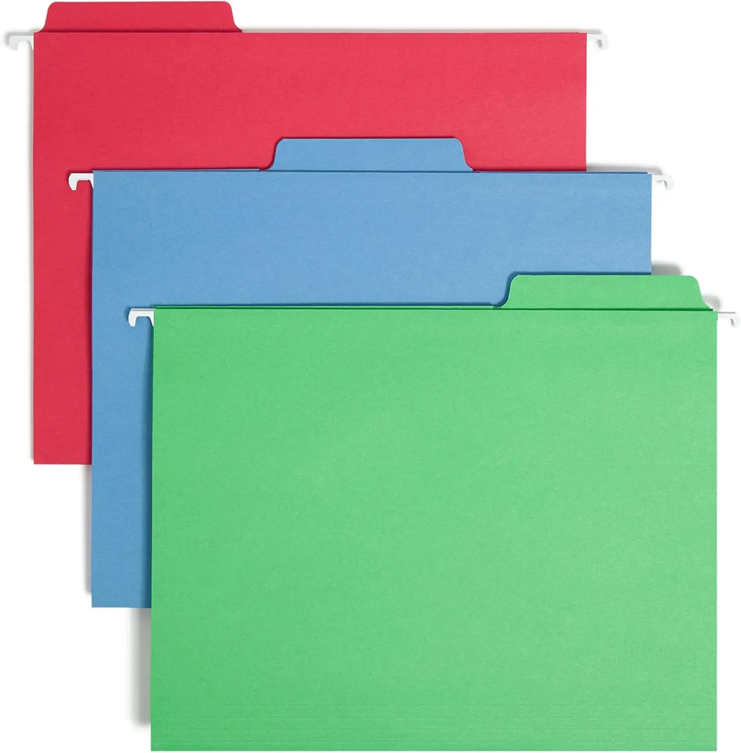 

Letter Size Hanging File Folders, 1/3-Cut Built-in Tabs, Assorted Colors, 18 Count for Office Organization